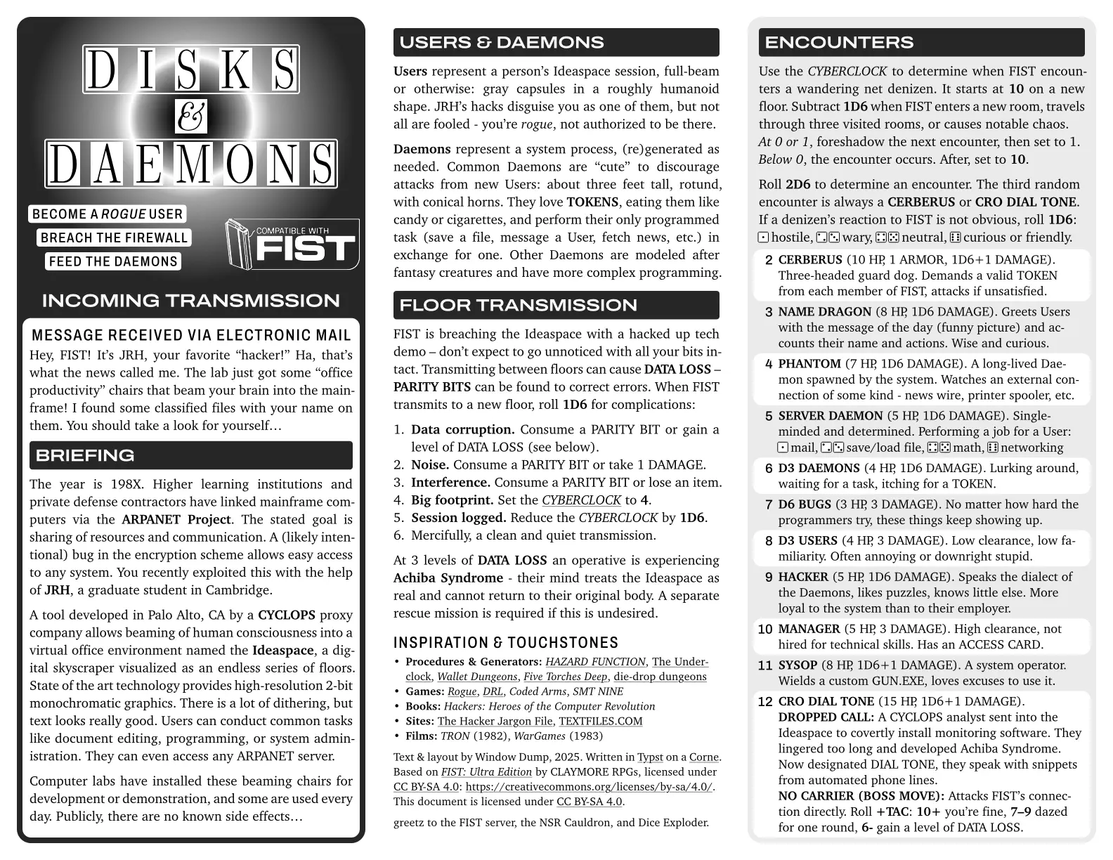 Disks & Daemons, first page